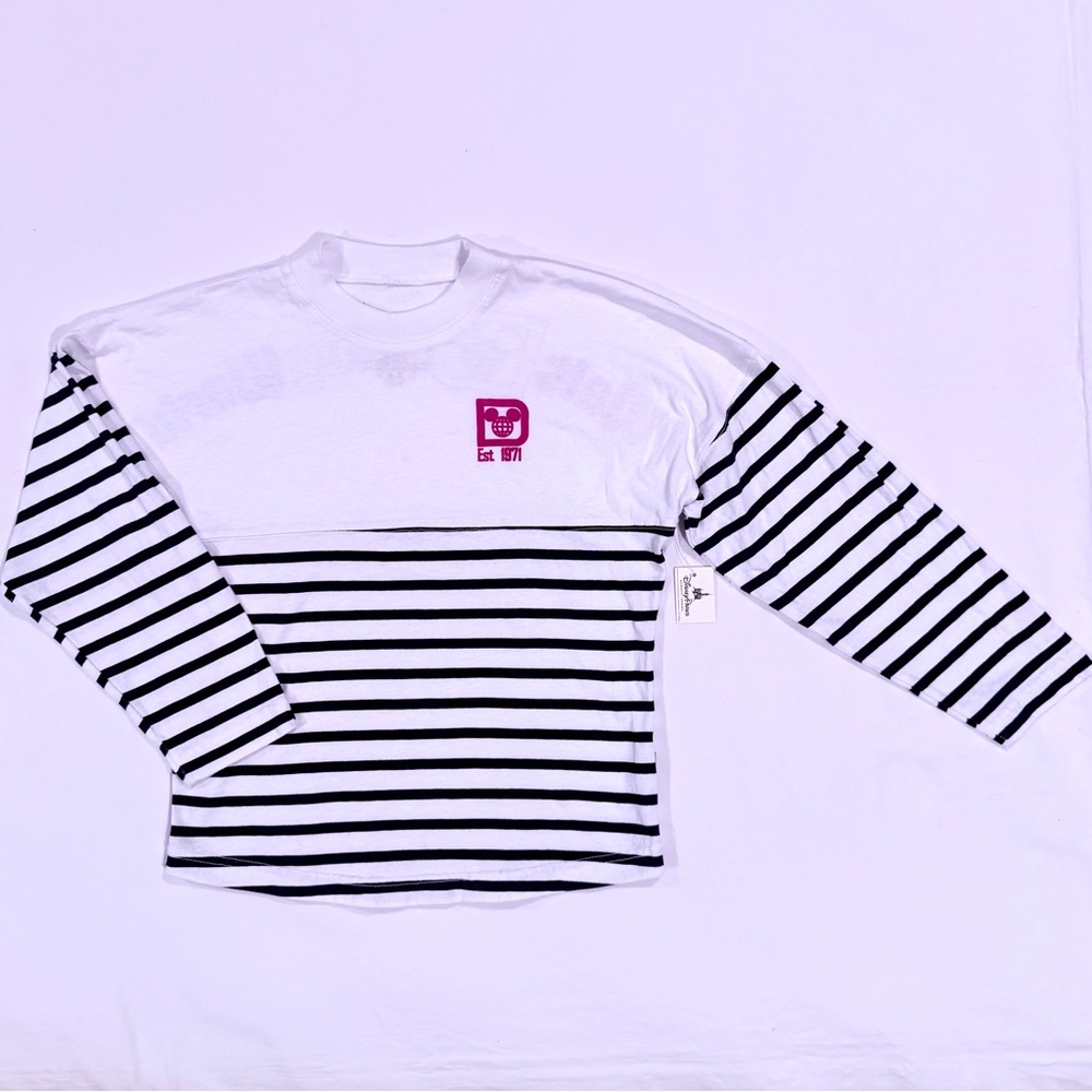 New Disney Parks Spirit Jersey Girls Medium 8-10 Stripes Mickey Mouse WDW Cotton